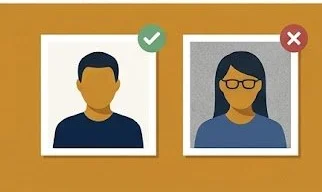 Comparison of an acceptable versus rejected passport photo